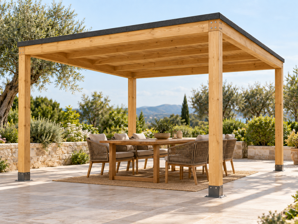 Pérgola madera 4x3 Techada