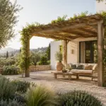 Pérgola de estilo mediterráneo: materiales y colores