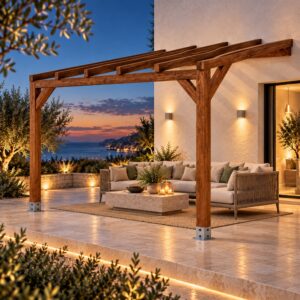 Pérgola madera 4x3 Anexada