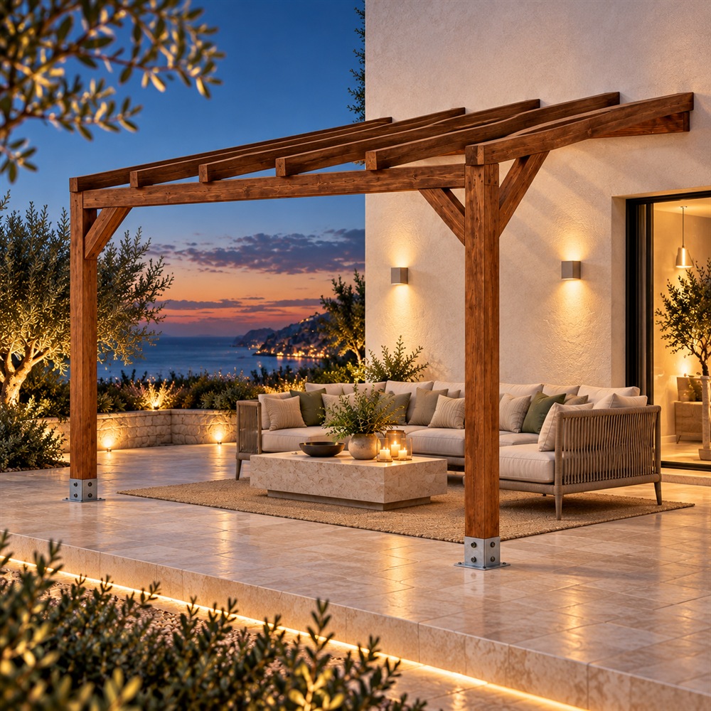 Pérgola madera 4x3 Anexada