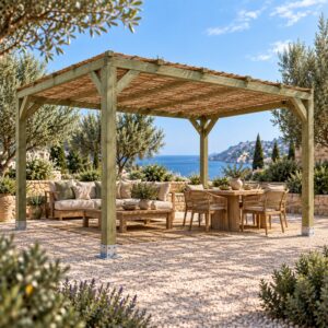 Pérgola Maciza 3x3 con Mimbre
