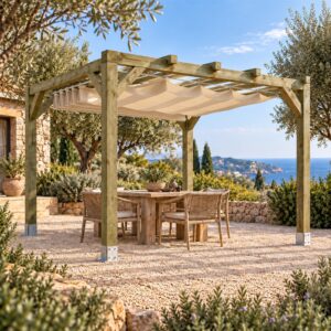 Pérgola Maciza 4x3 con Toldo Corredero