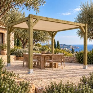 Pérgola Maciza 4x3 con Toldo Fijo