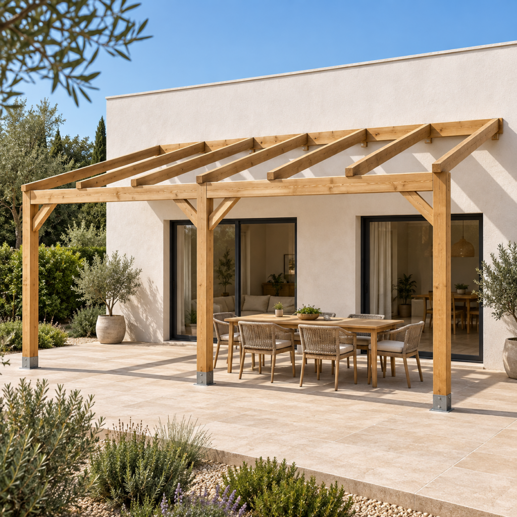 Pérgola madera 6x4 Anexada